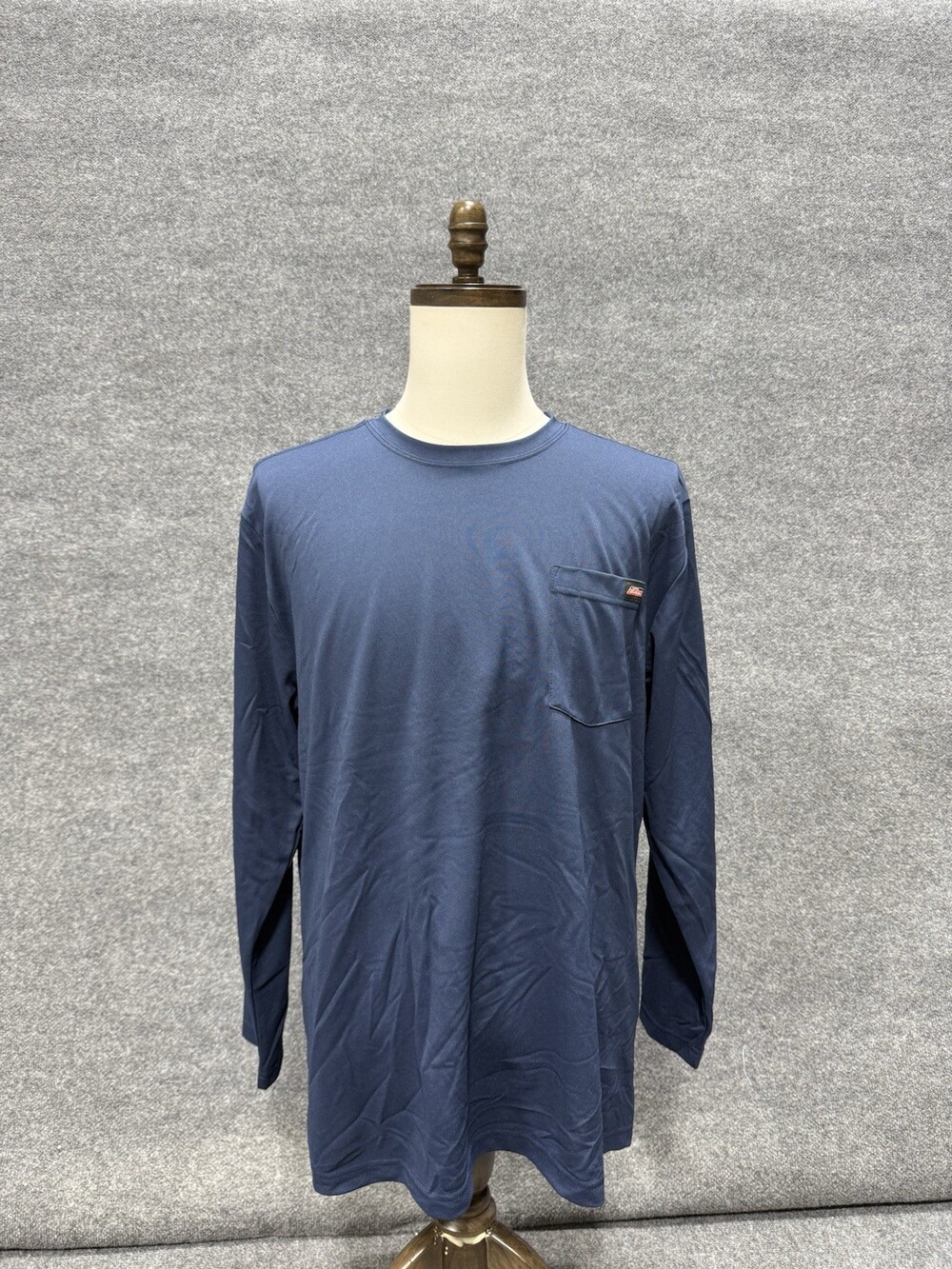 Genuine Dickies Men's XL Long Sleeve Pocket T-Shirt Navy Blue 100% Polyester